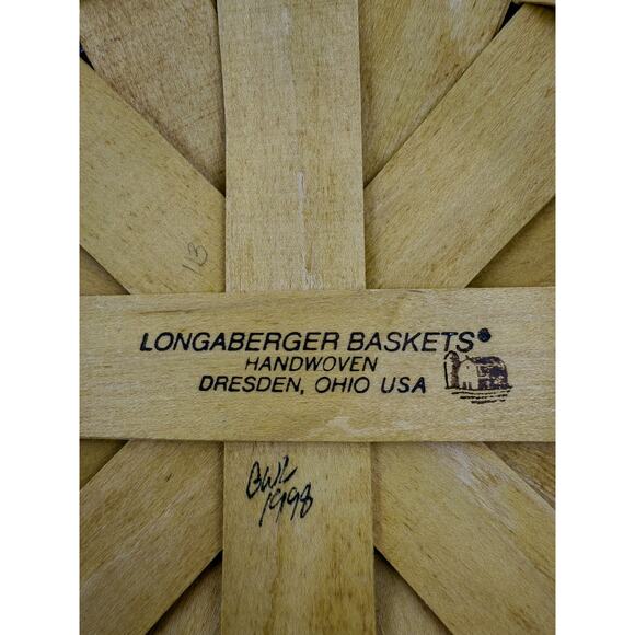 Longaberger 1998 Hostess Basket w/ Protector Green Accent Handwoven USA Vintage - Picture 5 of 6